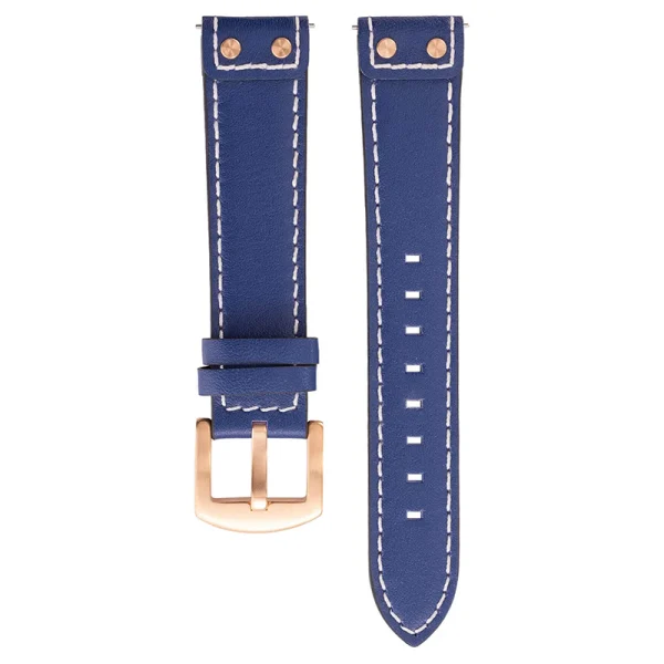 Abesty Watches Accessories Itlian Genuine Leather Strap Brown Blue Sporty Leather Band - Image 5