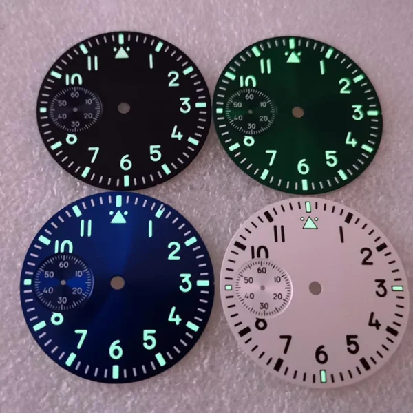 Abesty 37mm Luminous Watch Dial Sunburst Blue White Black fit ETA 6497 ST 3600   - Image 2