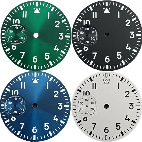Abesty 37mm Luminous Watch Dial Sunburst Blue White Black fit ETA 6497 ST 3600  
