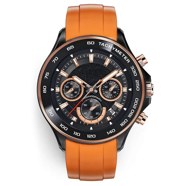 Men Multiphase Stainless Steel Black Rose Watches Abesty Factory Tiger Rubber Watches - Image 4