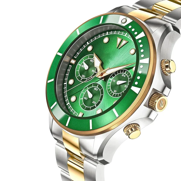 Men's Multiphase Stainless Steel Watches Abesty Factory Whole Two Tone Green Watches - Image 2
