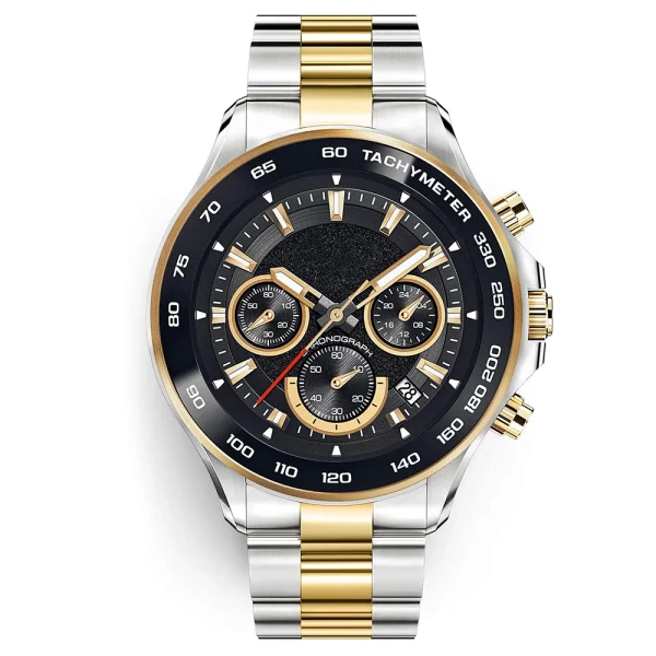 Men Stainless Steel Quartz Watches Abesty Jewelry Factory Two Tone Black Gold 316L Steel Watches