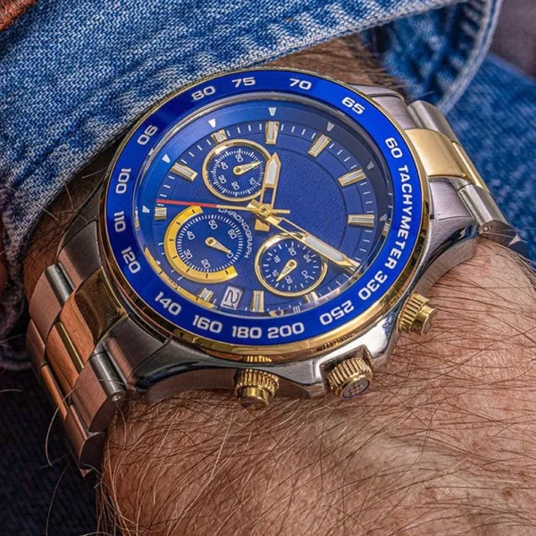 Fashion Men Jewelry Accessories Stainless Steel Watches Abesty Blue Gold 316L Steel Watches - Image 4