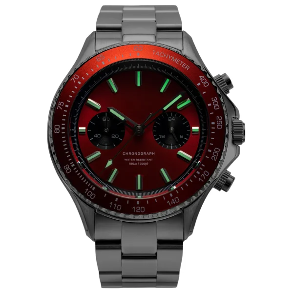 Men Fashion Stainless Steel Watches Abesty Factory Racing Bracelet 316L Steel Red Dial Watches - Image 2