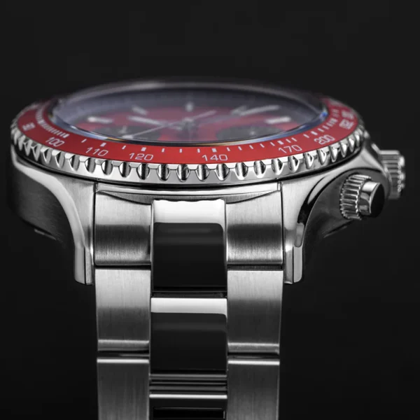 Men Fashion Stainless Steel Watches Abesty Factory Racing Bracelet 316L Steel Red Dial Watches - Image 3
