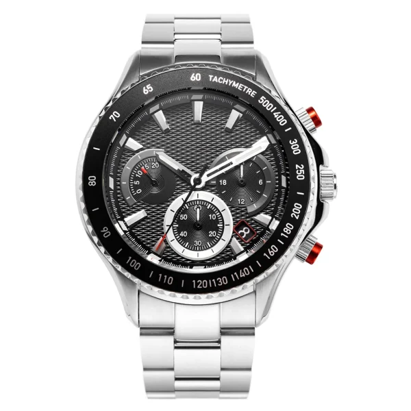 2025 Fashion Men Stainless Steel Watches Abesty Sport Black Leather Strap Steel Men's Watches - Image 4