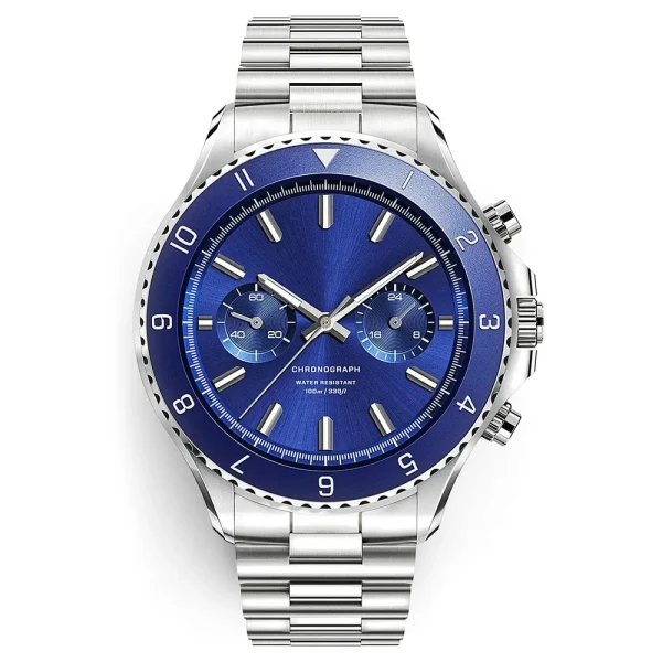 Fashion Men Stainless Steel Watches Abesty Deep Blue Link Men Steel Bracelet Watches