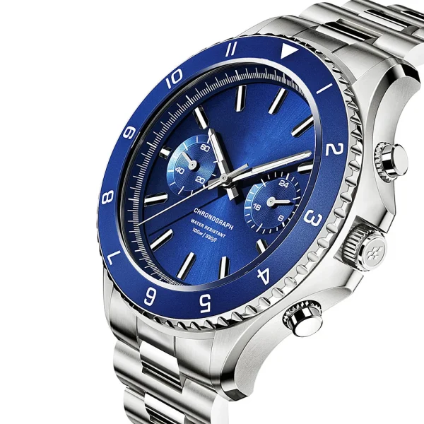 Fashion Men Stainless Steel Watches Abesty Deep Blue Link Men Steel Bracelet Watches - Image 2