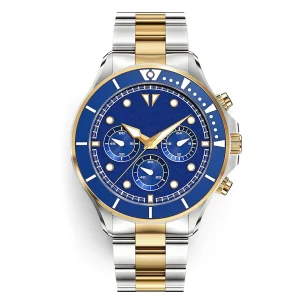 2025 New Stainless Steel Men Watches Abesty Two Tone Gold Blue Link Watches 